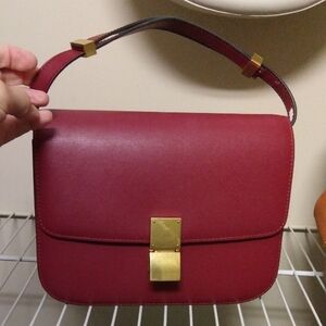Elegant burgundy saffiano Leather Handbag pristine condition